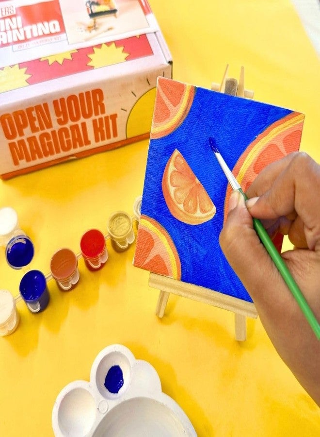 KITSTERS DIY Mini Painting Kit for Adults & Kids - Includes Canvas, Easel, Poster Colours, Brush & Stencil | Art & Craft Kit for Beginners | Painting Kit for Women, Children & Hobby Artists - Image 1